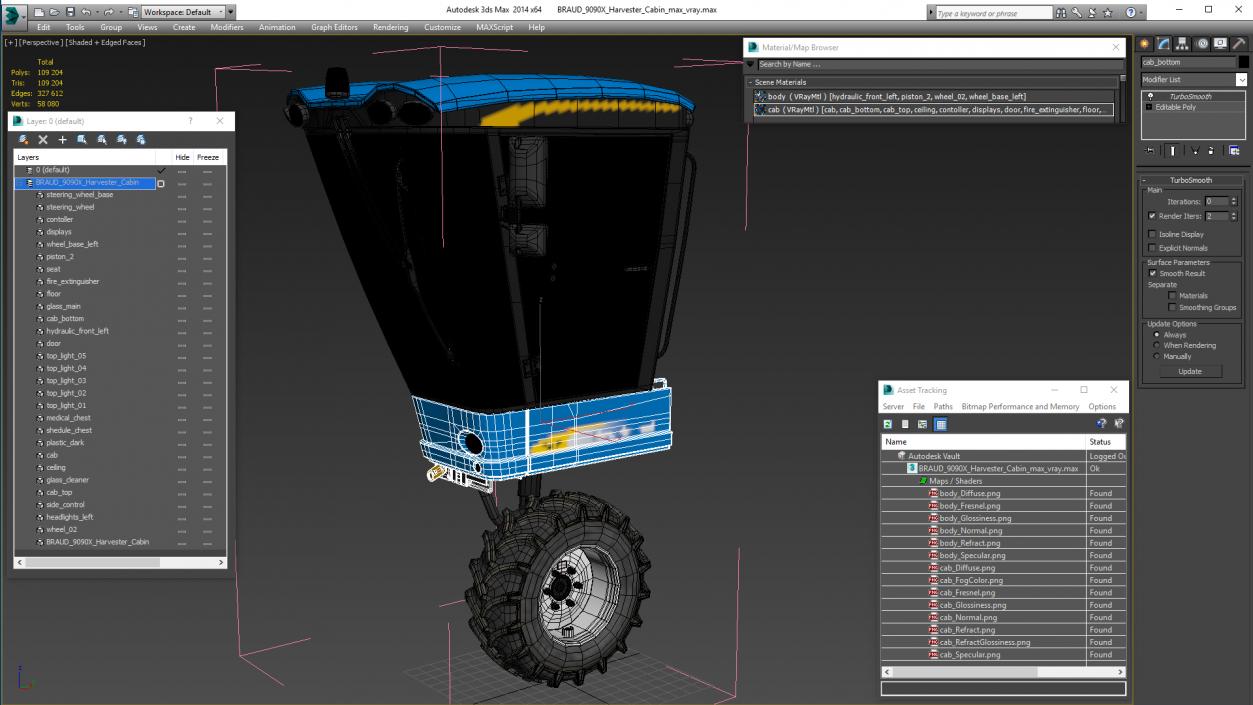 BRAUD 9090X Harvester Cabin 3D