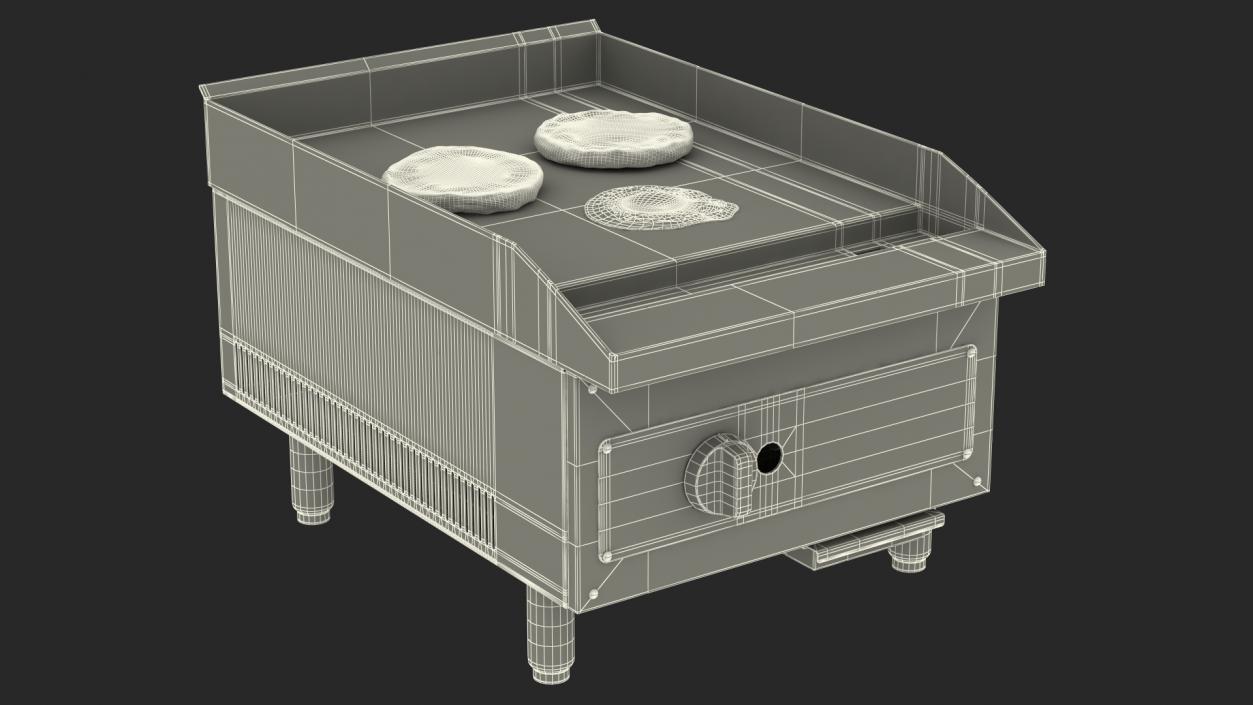 Small Flat Top Gas Countertop Griddle with Meal 3D