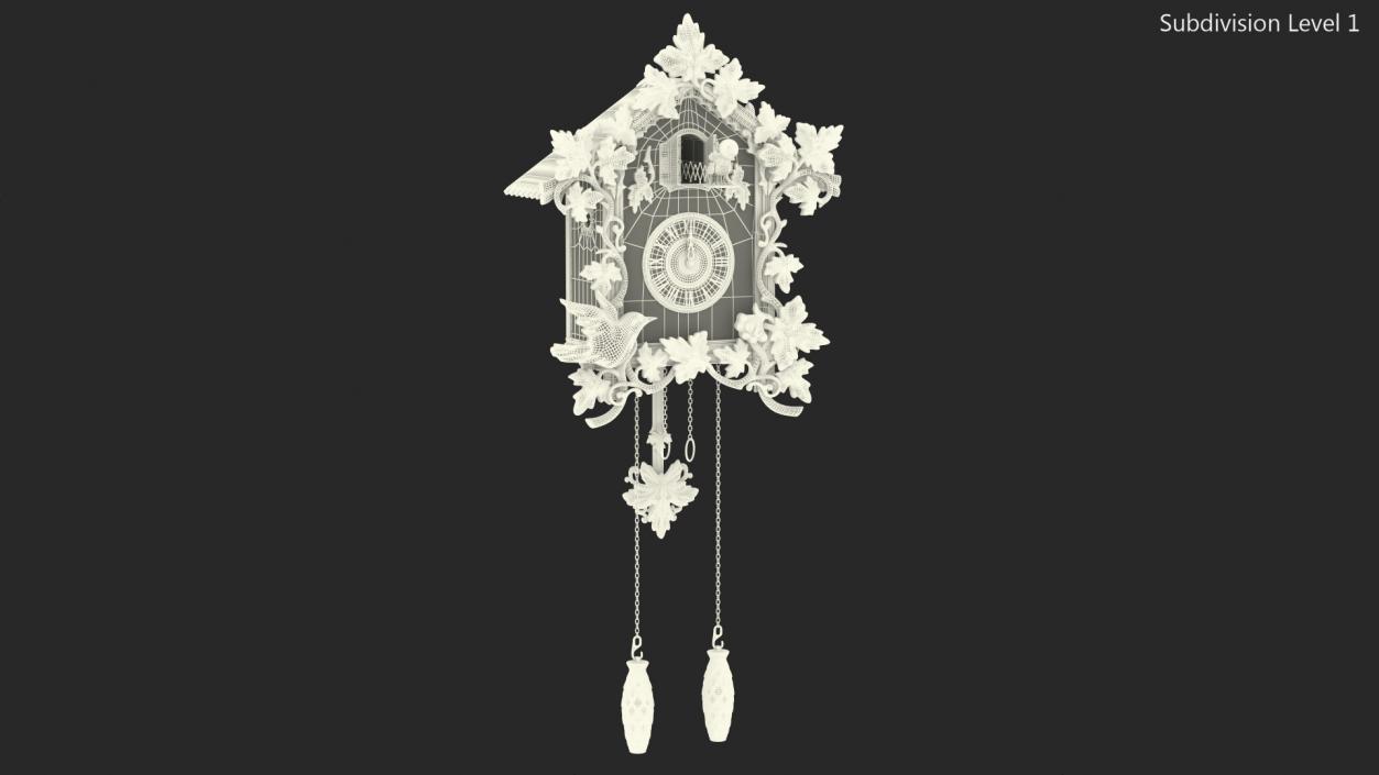 3D Wooden Cuckoo Clock Red model