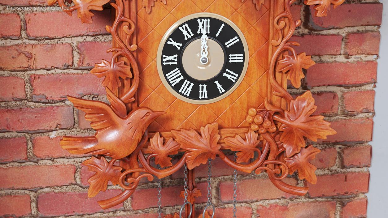 3D Wooden Cuckoo Clock Red model