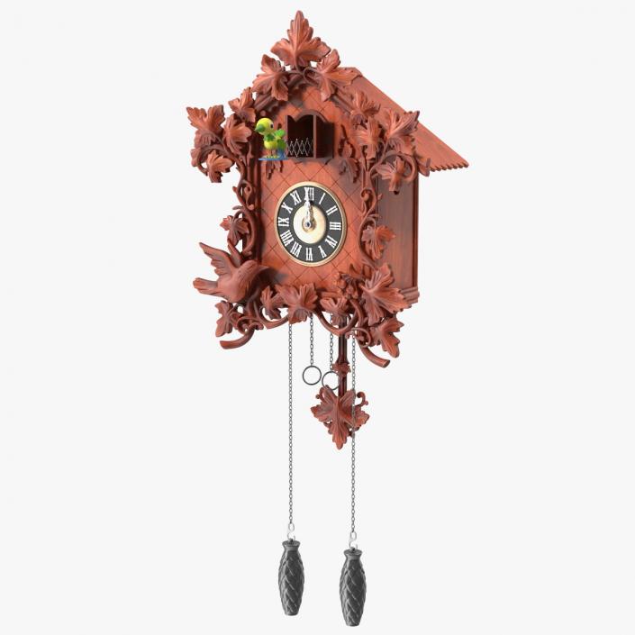 3D Wooden Cuckoo Clock Red model