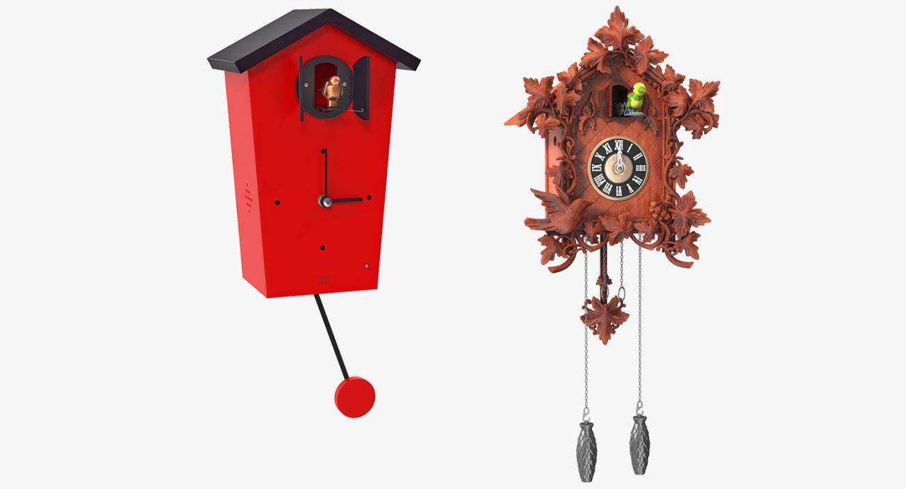 3D Rigged Cuckoo Clocks Collection