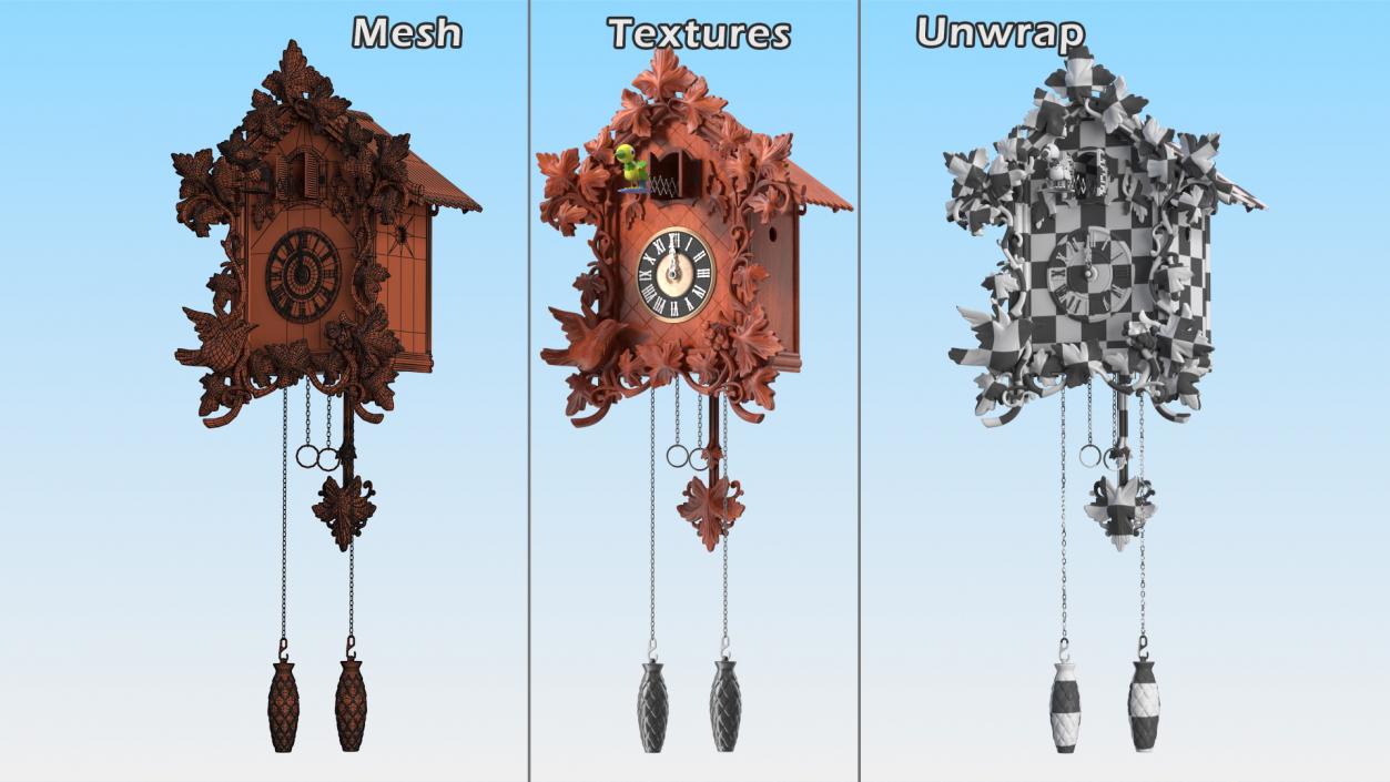 3D Rigged Cuckoo Clocks Collection