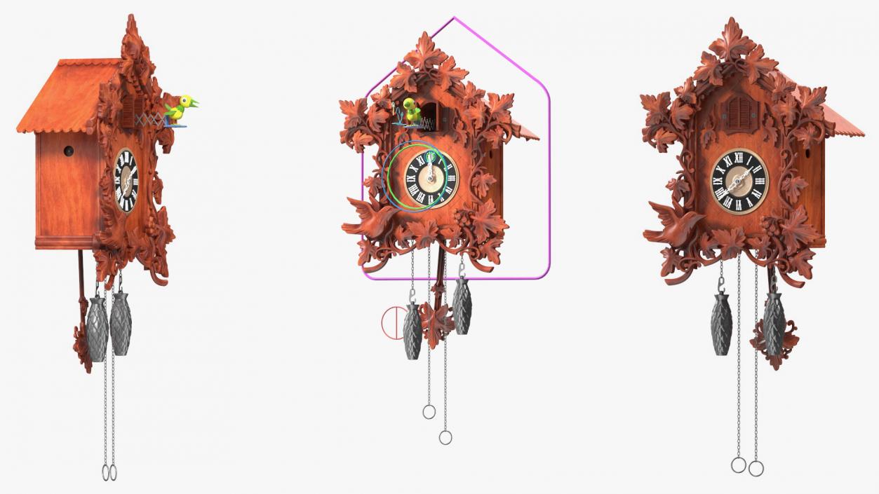 3D Rigged Cuckoo Clocks Collection