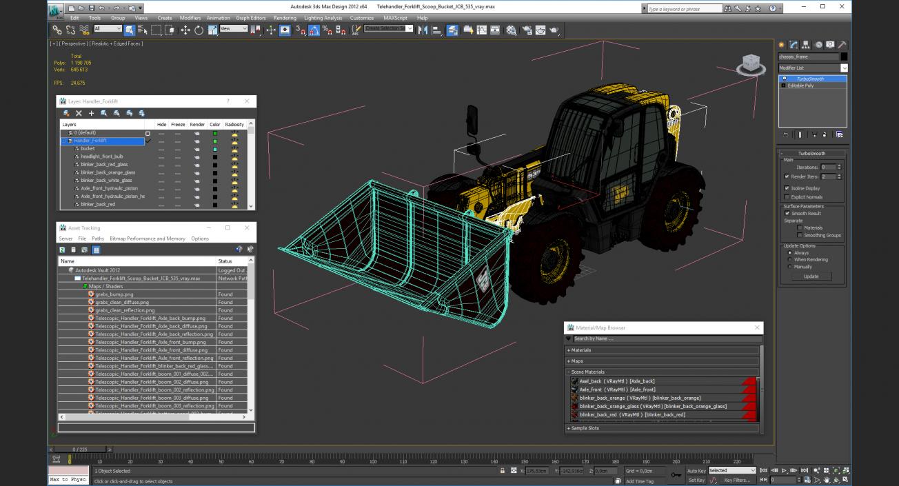 3D Telehandler Forklift Scoop Bucket JCB 535