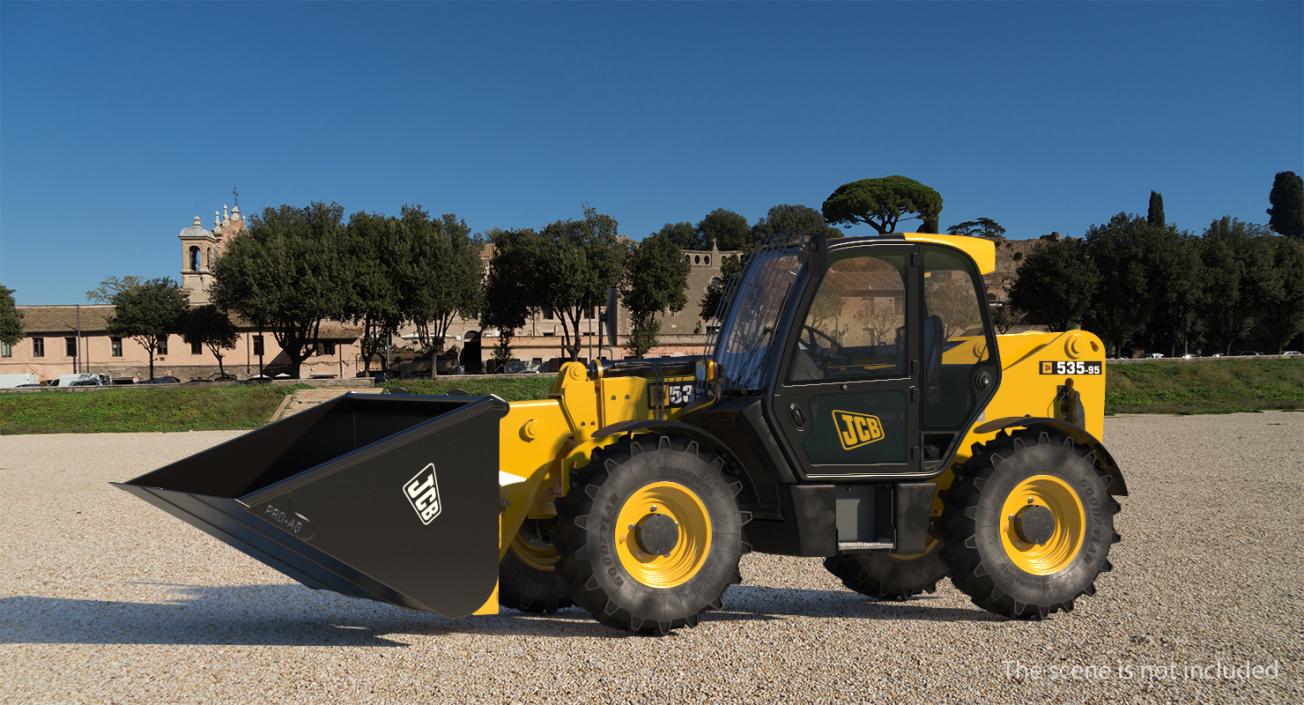 3D Telehandler Forklift Scoop Bucket JCB 535