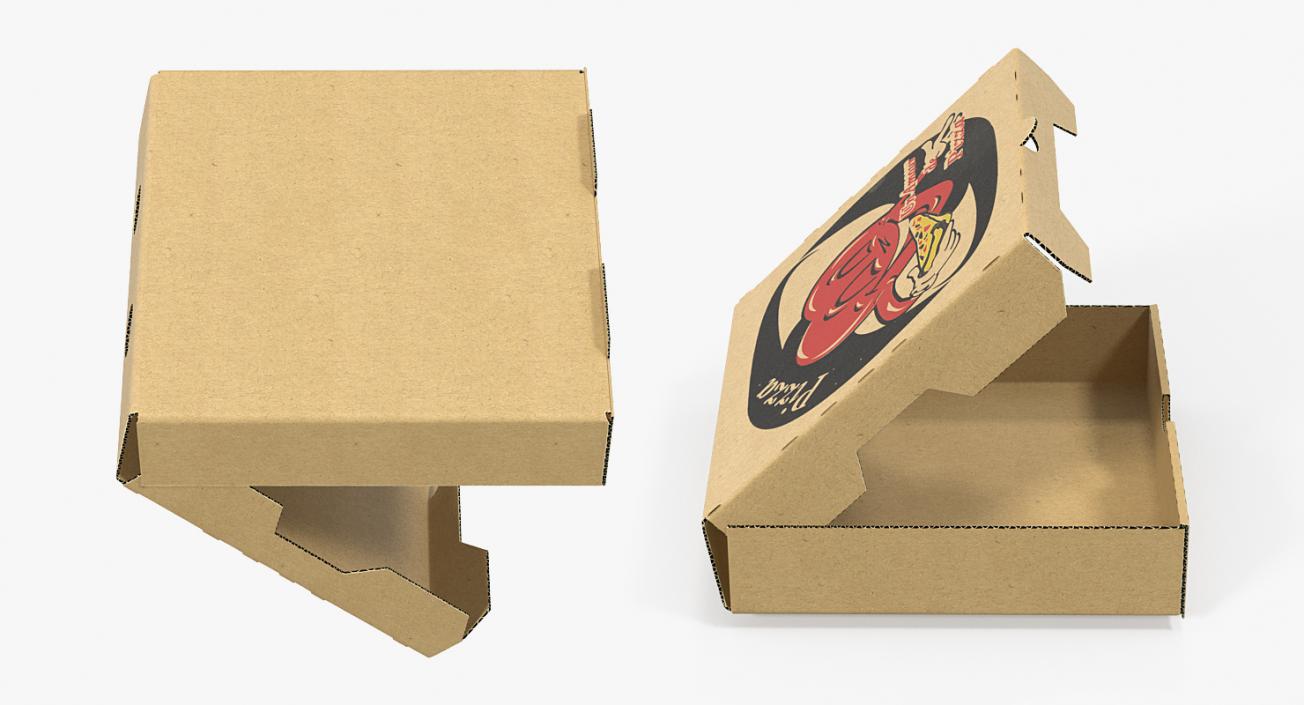 Small Pizza Box Opened 3D