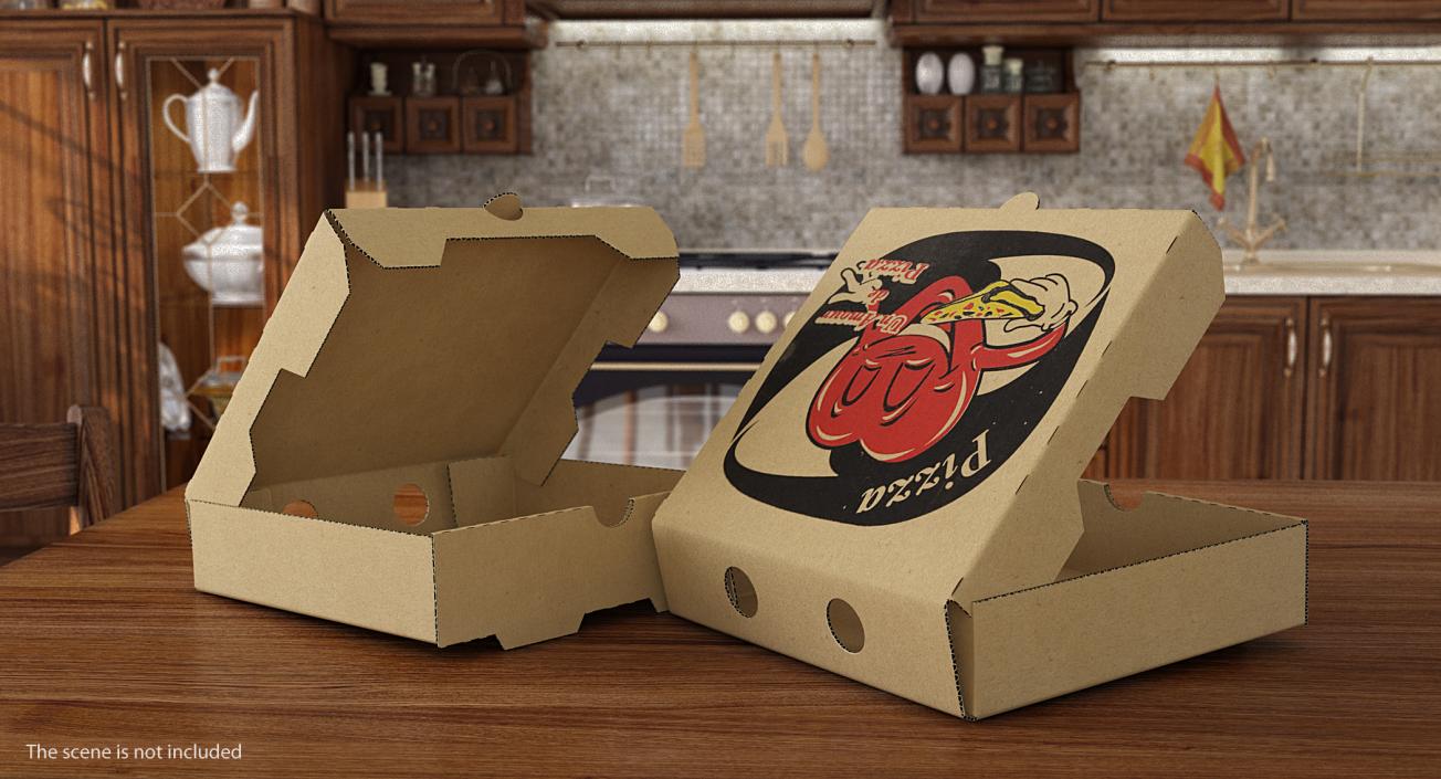 Small Pizza Box Opened 3D