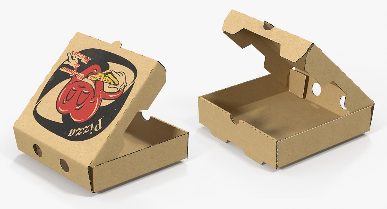 Small Pizza Box Opened 3D