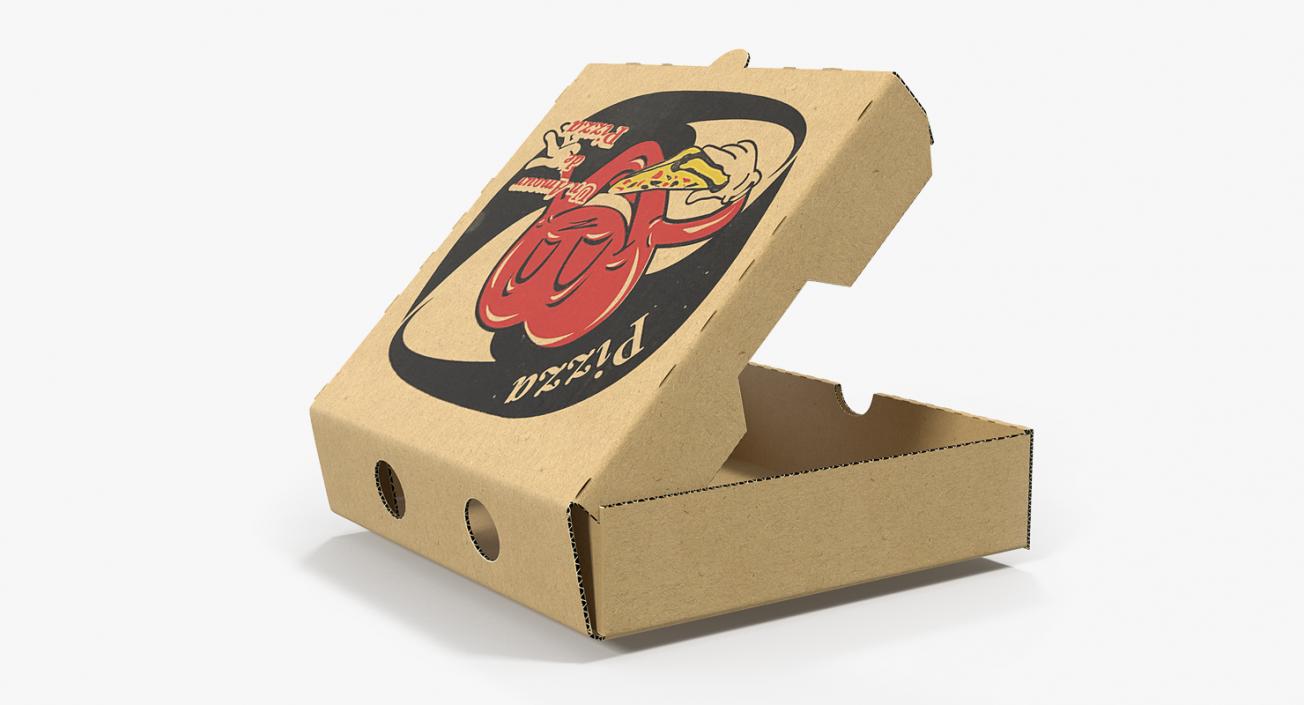 Small Pizza Box Opened 3D