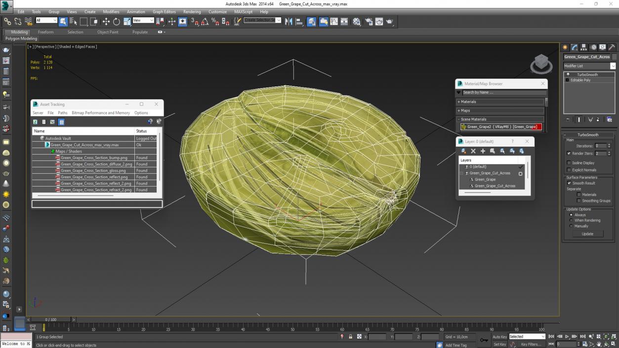 Green Grape Cut Across 3D