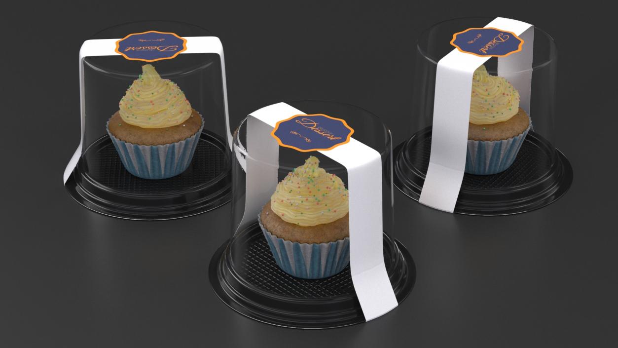 Muffin with Sprinkles in Plastic Container 3D