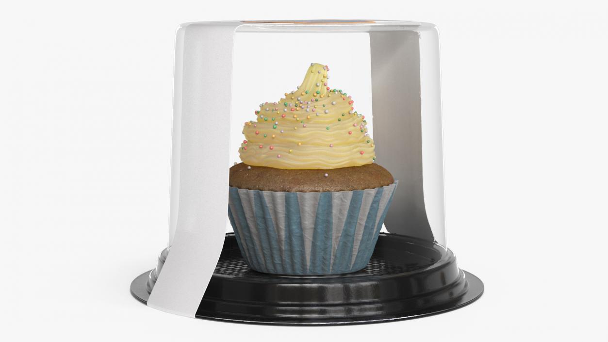 Muffin with Sprinkles in Plastic Container 3D