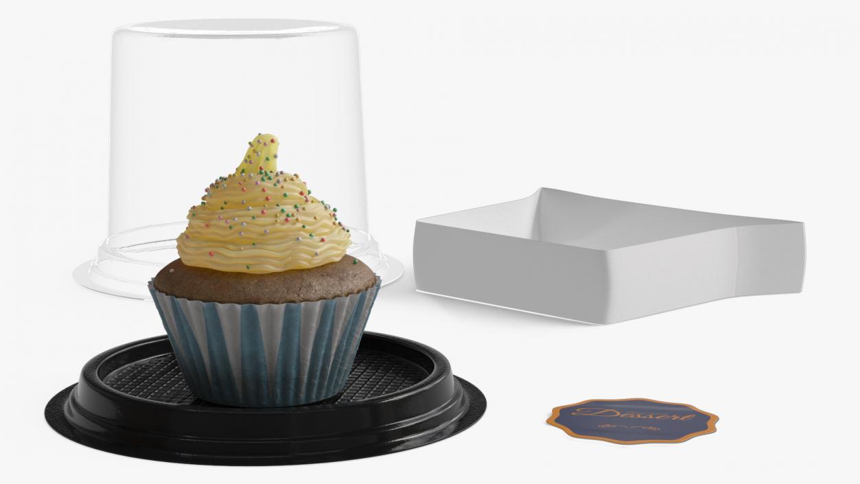 Muffin with Sprinkles in Plastic Container 3D