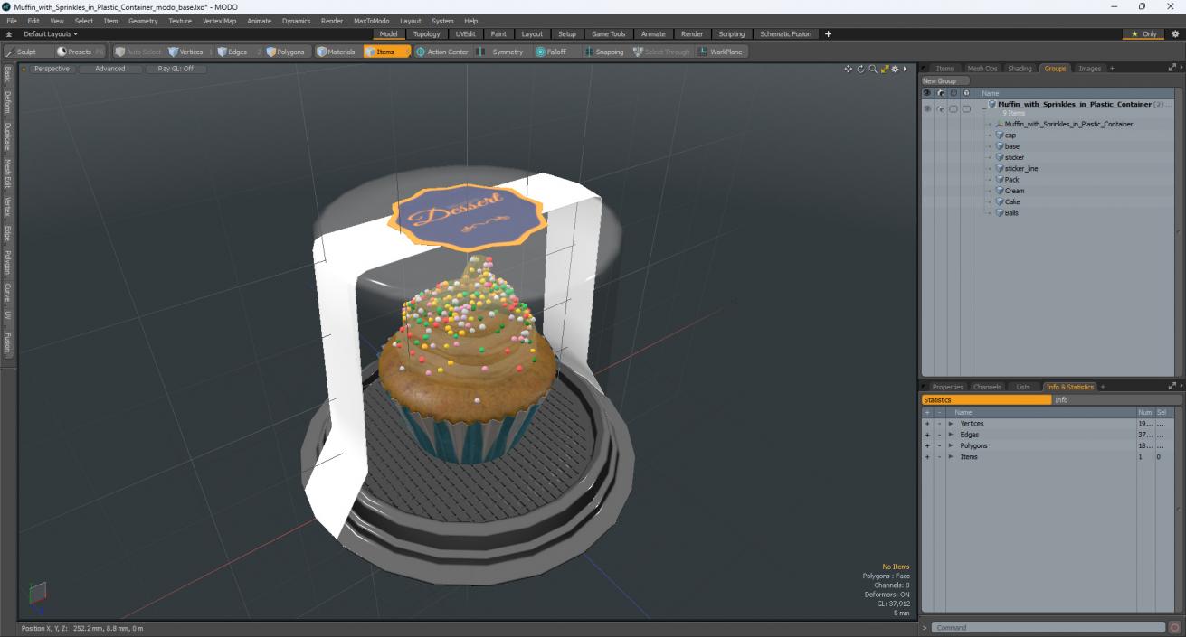 Muffin with Sprinkles in Plastic Container 3D