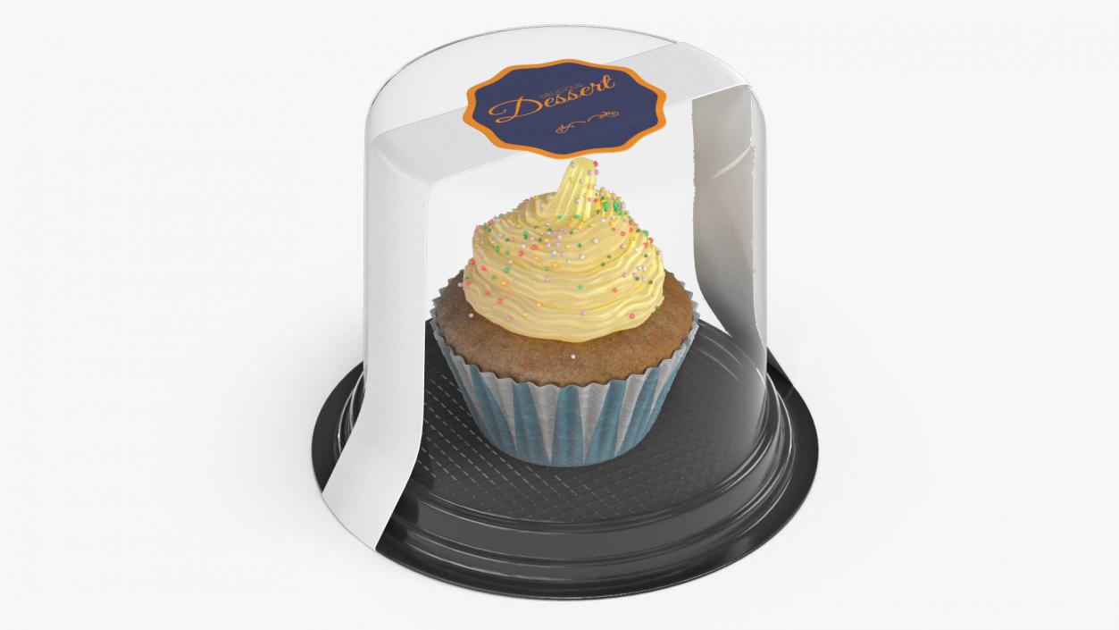 Muffin with Sprinkles in Plastic Container 3D