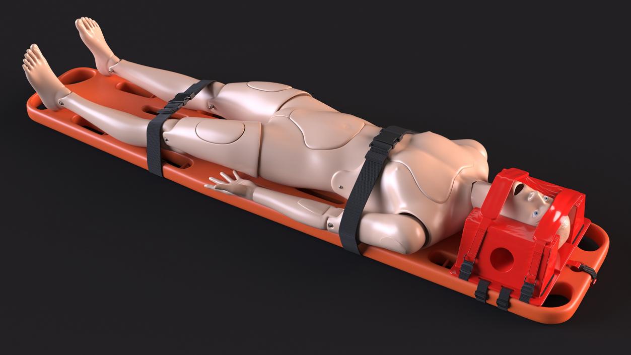 3D model Spinal Board Stretcher with Manikin