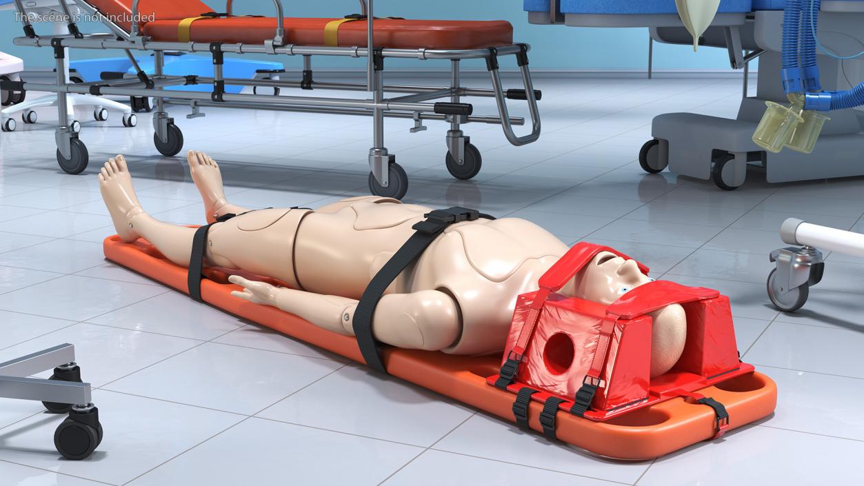 3D model Spinal Board Stretcher with Manikin