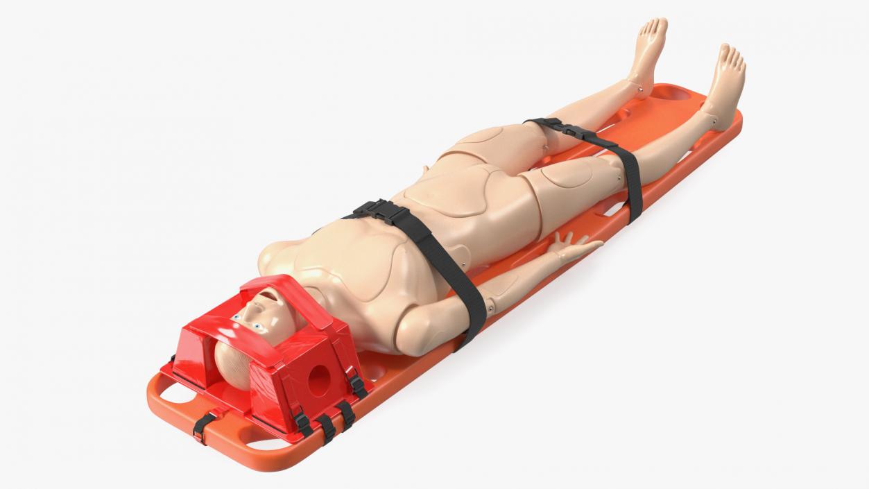 3D model Spinal Board Stretcher with Manikin