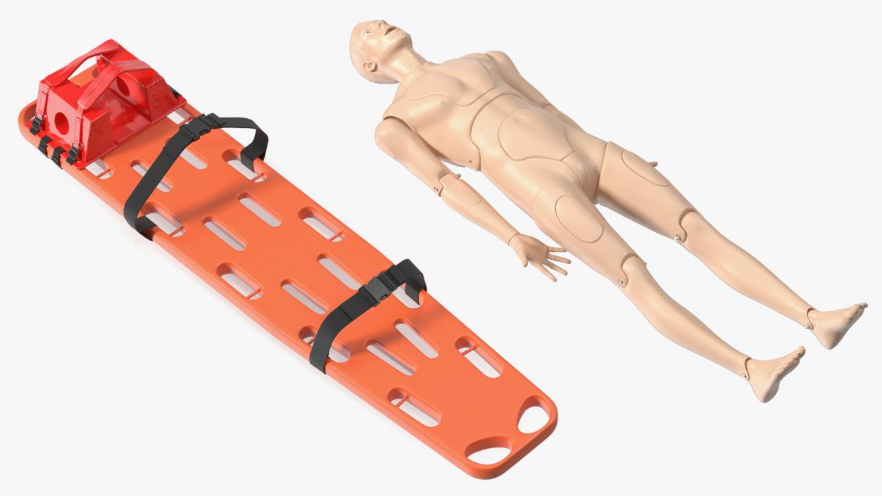 3D model Spinal Board Stretcher with Manikin