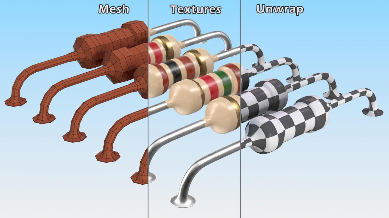 Axial Lead Metal Film Resistors Soldered Set 3D model