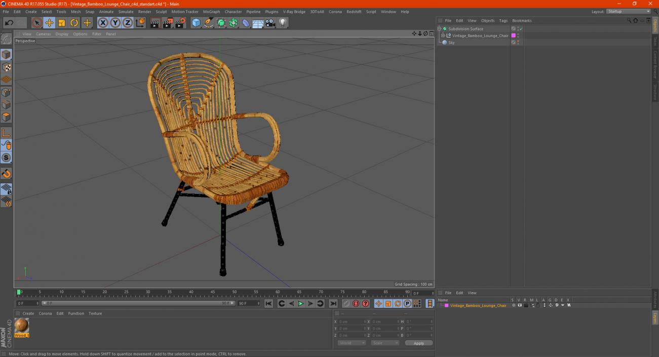 Vintage Bamboo Lounge Chair 3D