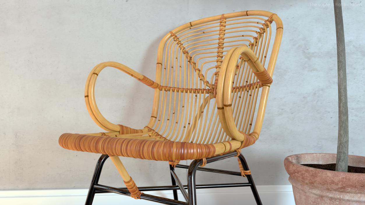 Vintage Bamboo Lounge Chair 3D