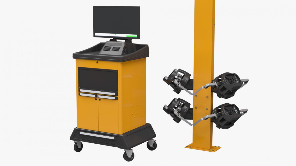 Wheel Alignment Equipment with Car 3D model