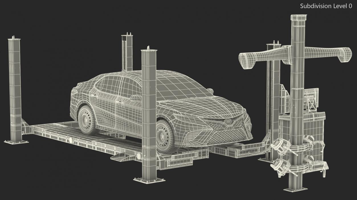 Wheel Alignment Equipment with Car 3D model