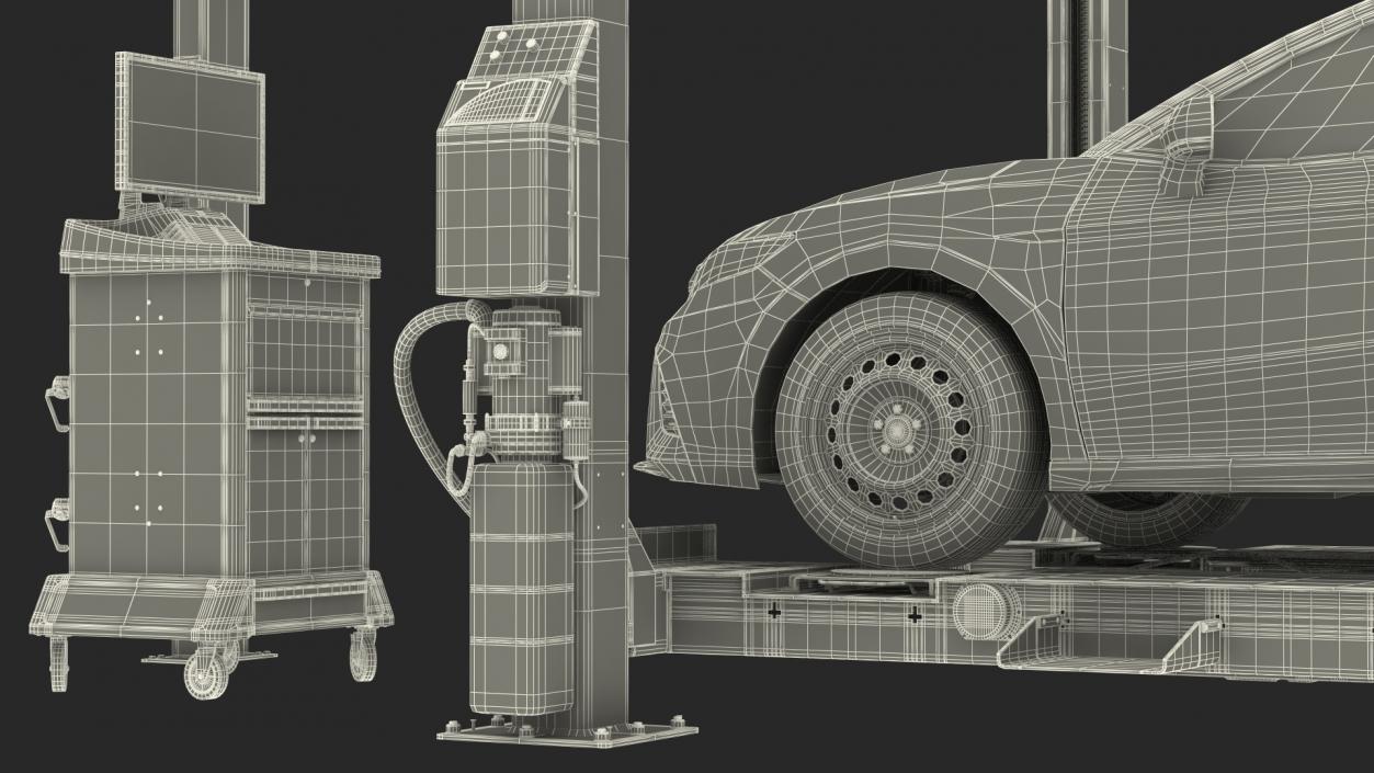 Wheel Alignment Equipment with Car 3D model