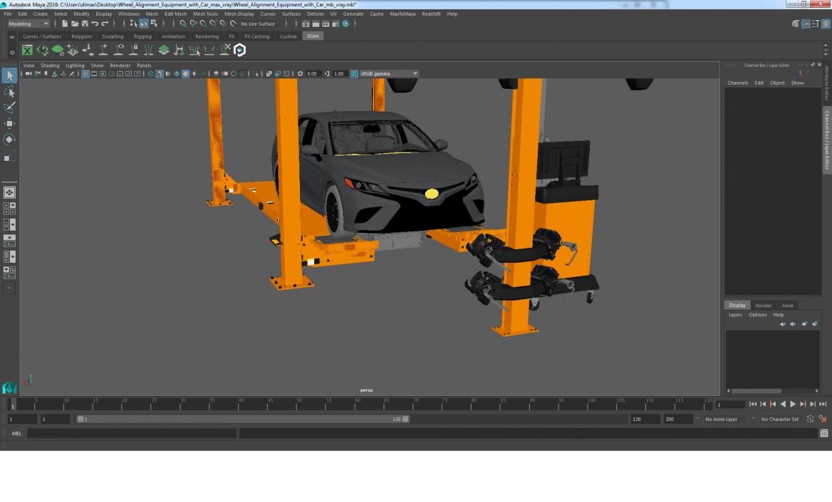 Wheel Alignment Equipment with Car 3D model