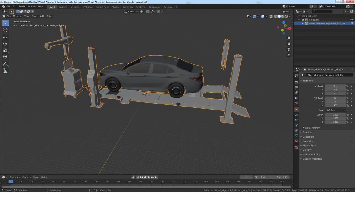 Wheel Alignment Equipment with Car 3D model