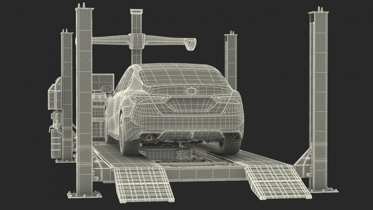 Wheel Alignment Equipment with Car 3D model