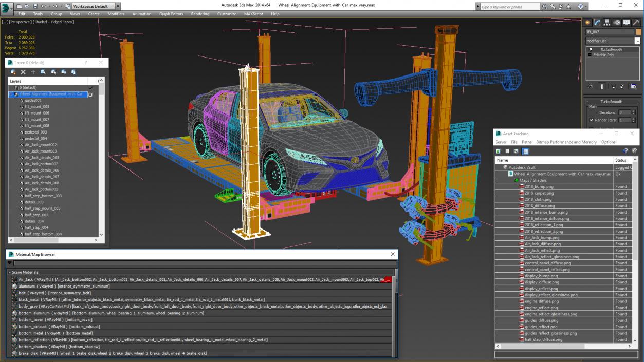 Wheel Alignment Equipment with Car 3D model