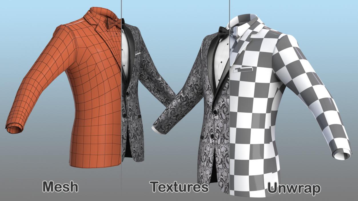 3D Patterned Tuxedo Jacket model