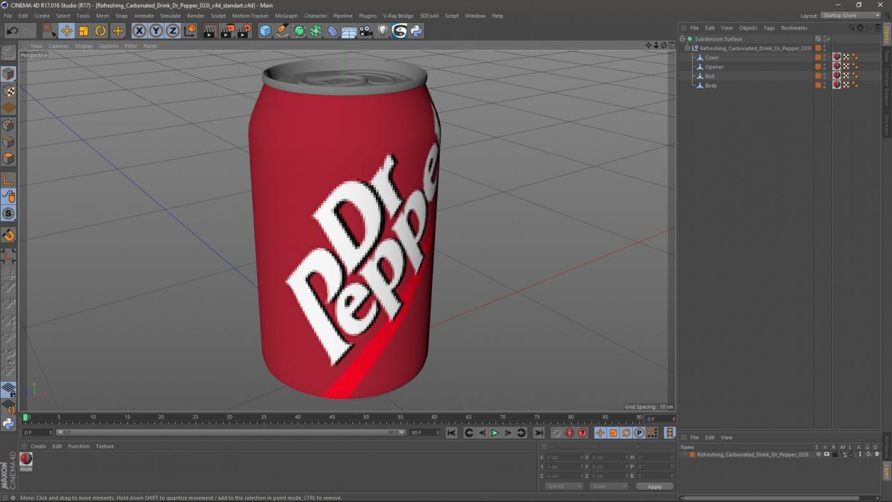 Refreshing Carbonated Drink Dr Pepper 033l 3D