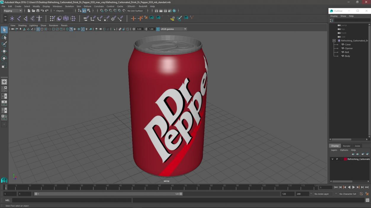 Refreshing Carbonated Drink Dr Pepper 033l 3D