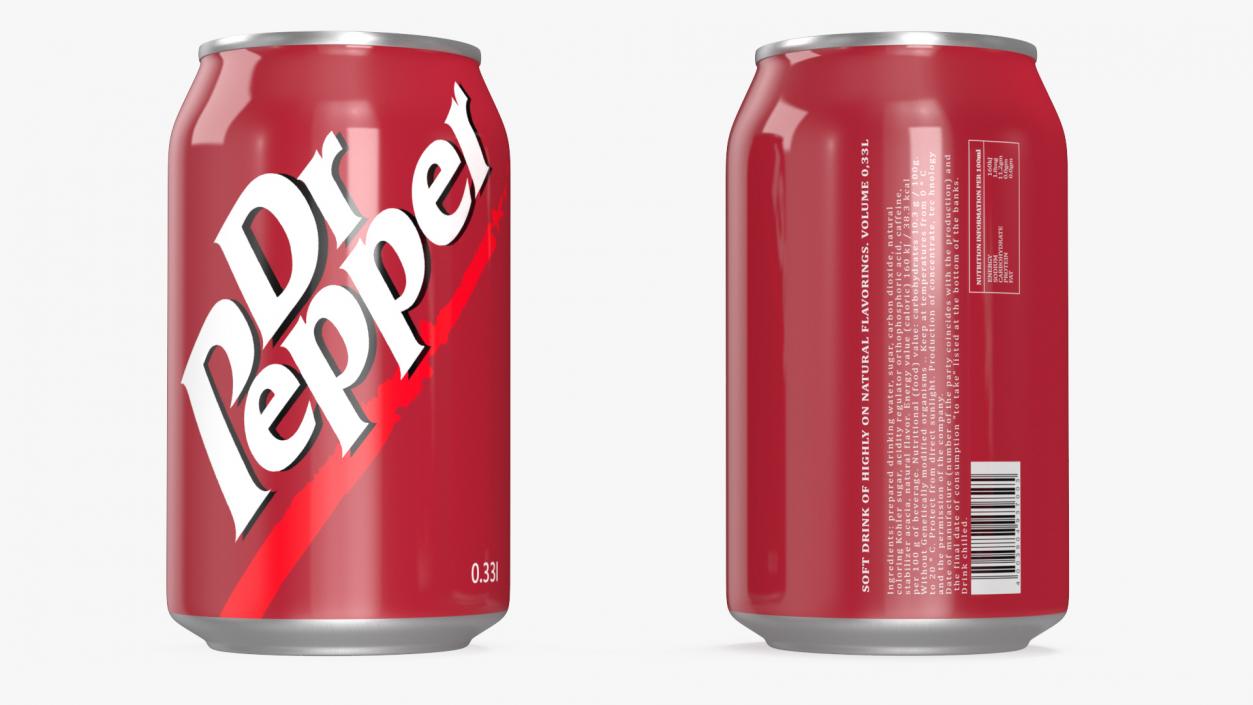 Refreshing Carbonated Drink Dr Pepper 033l 3D