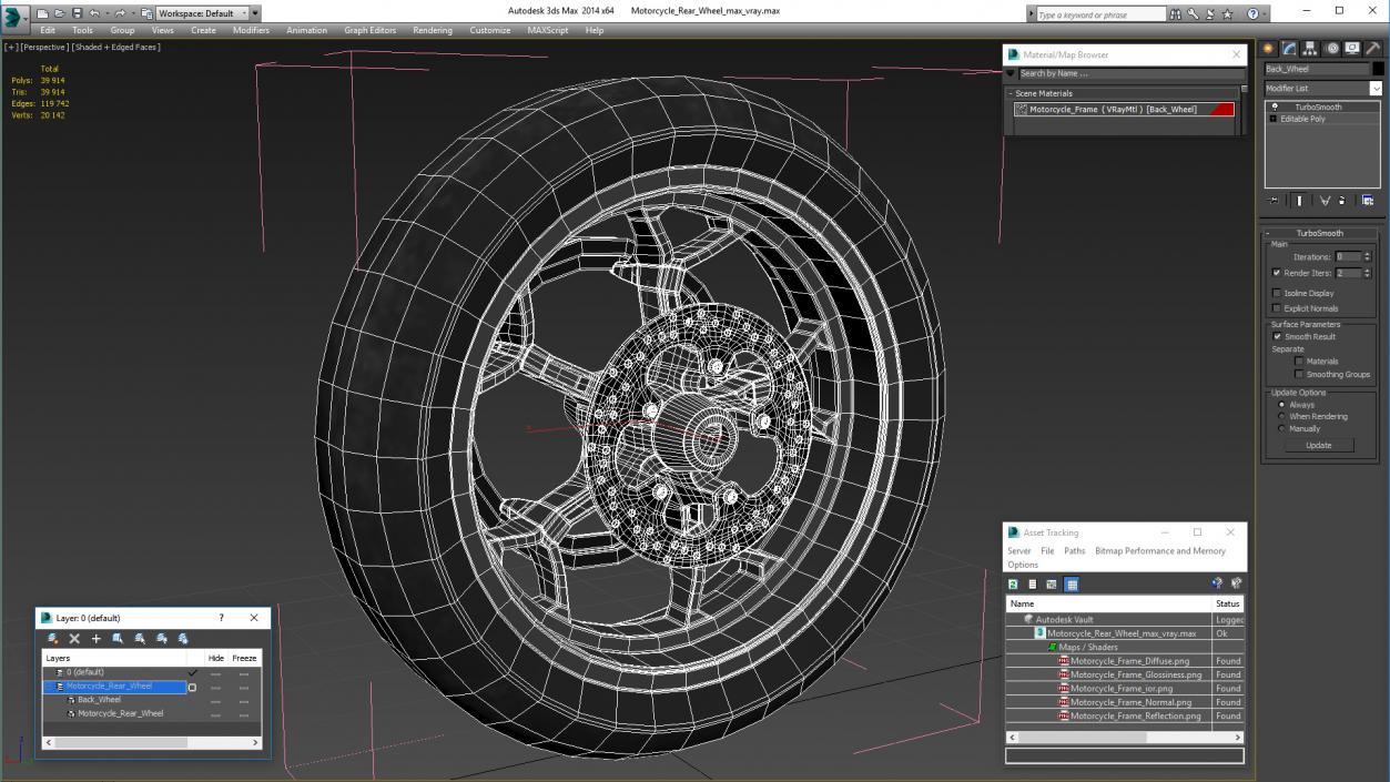 3D Motorcycle Rear Wheel