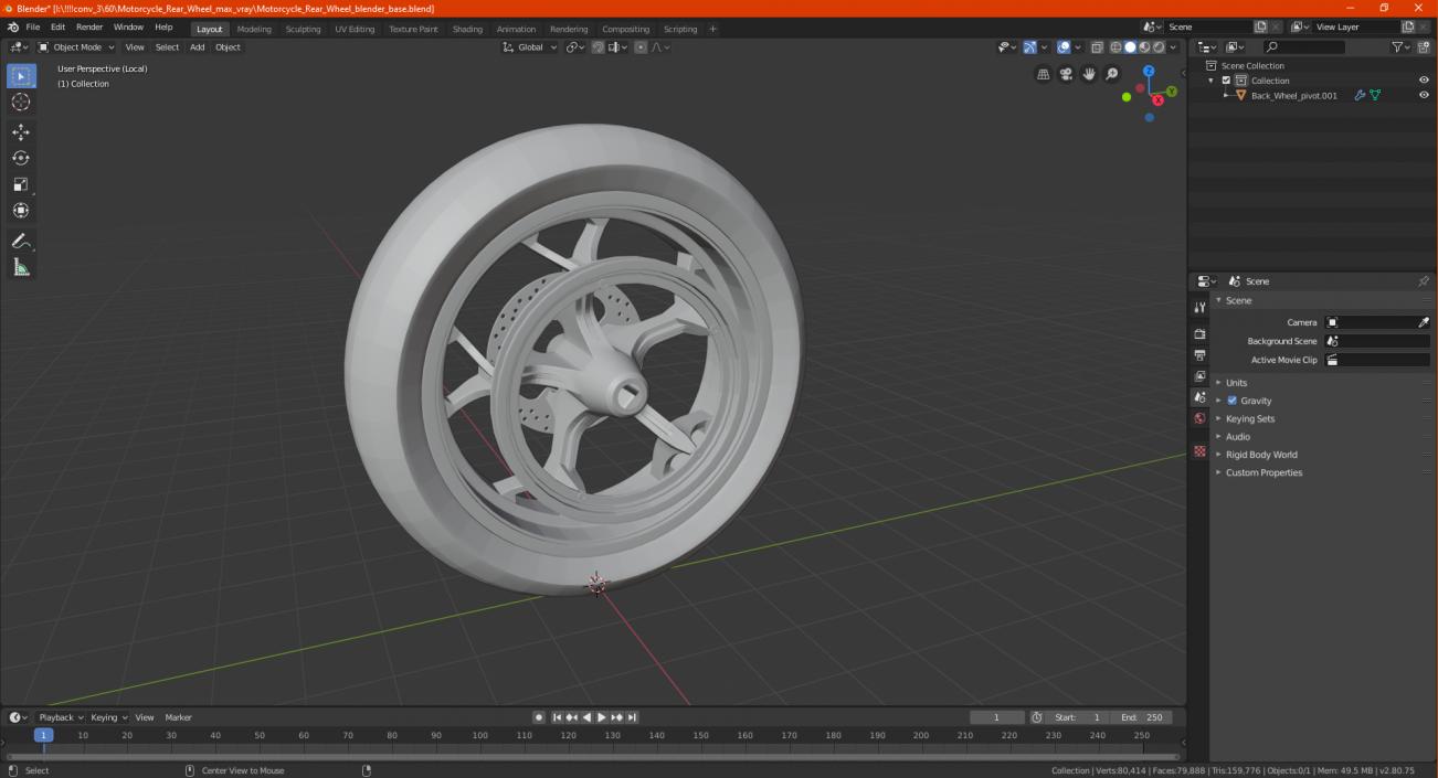 3D Motorcycle Rear Wheel