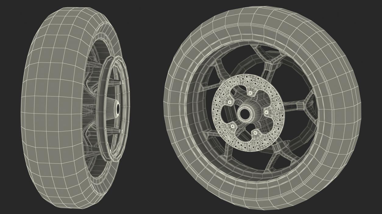 3D Motorcycle Rear Wheel