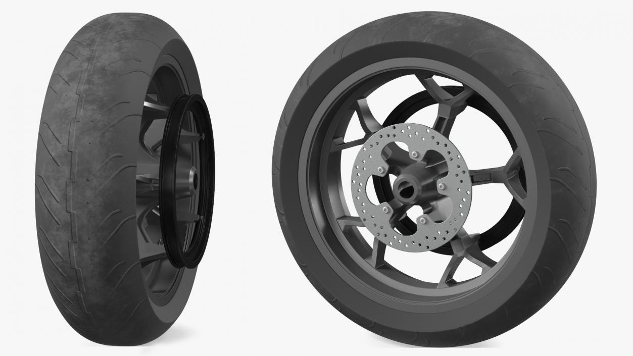 3D Motorcycle Rear Wheel