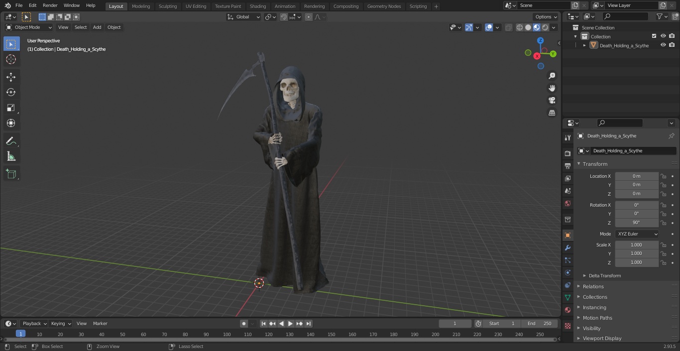 Death Holding a Scythe 3D