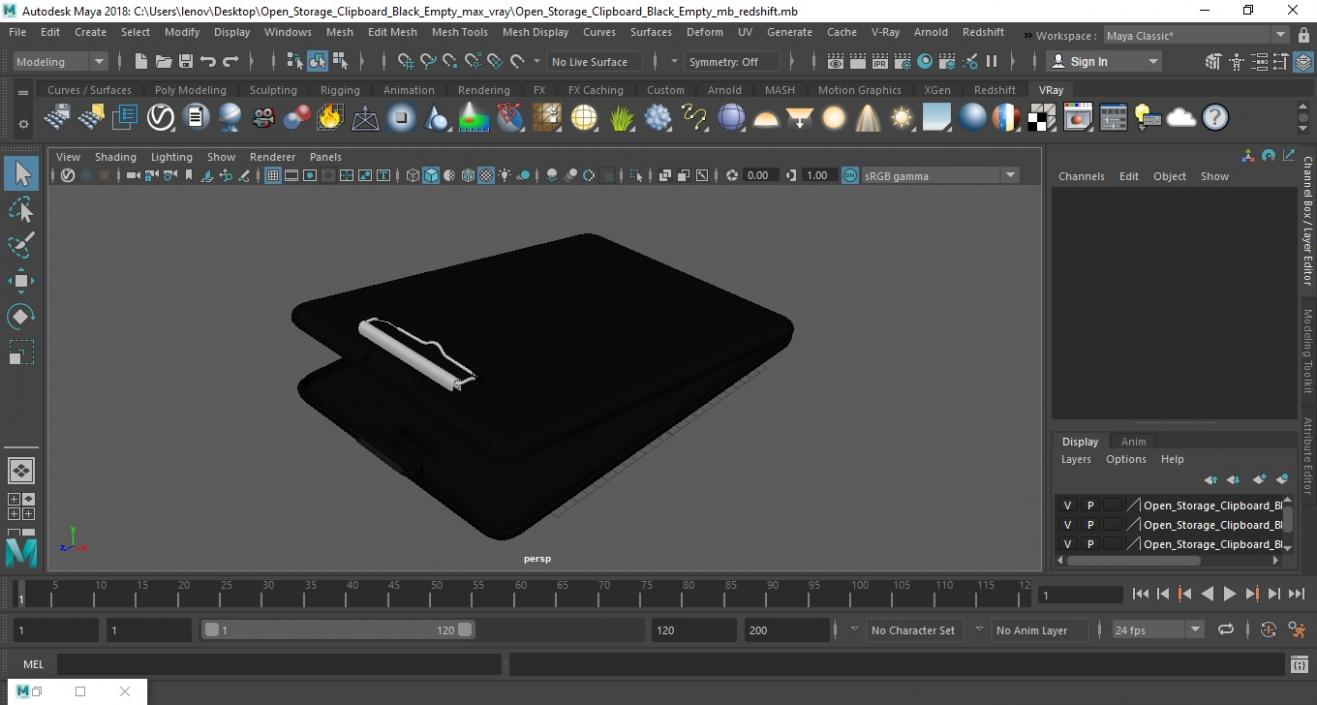 Open Storage Clipboard Black Empty 3D model