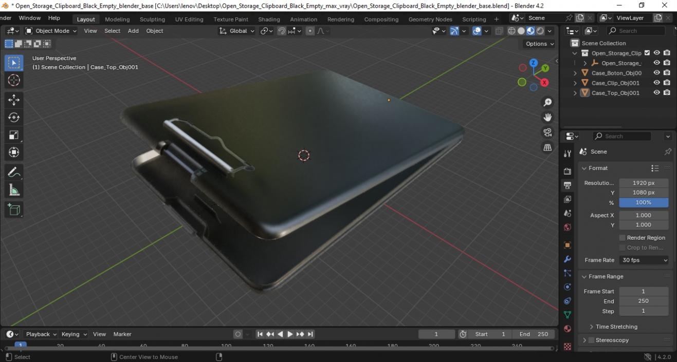 Open Storage Clipboard Black Empty 3D model