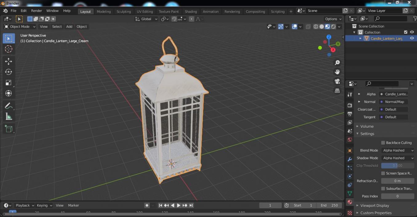 3D Candle Lantern Large Cream