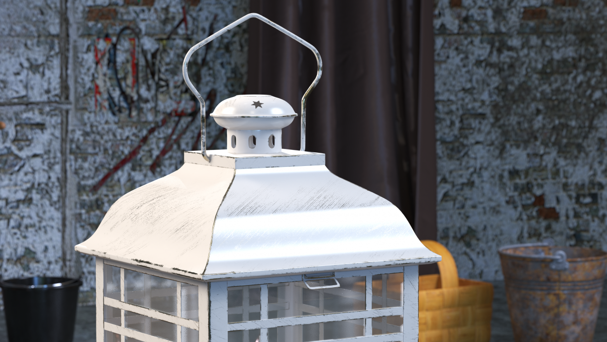 3D Candle Lantern Large Cream