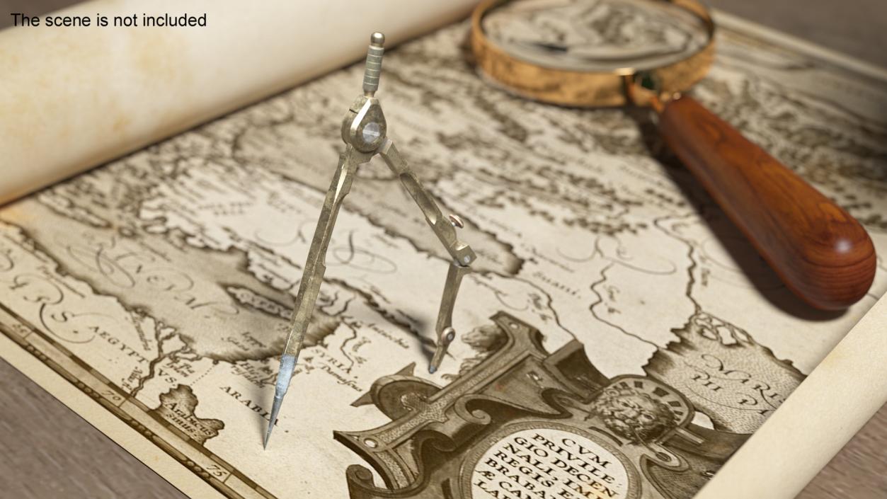 3D Antique Drawing Compass model