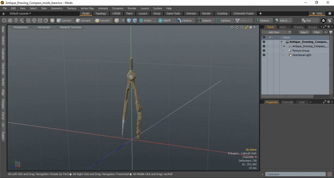 3D Antique Drawing Compass model