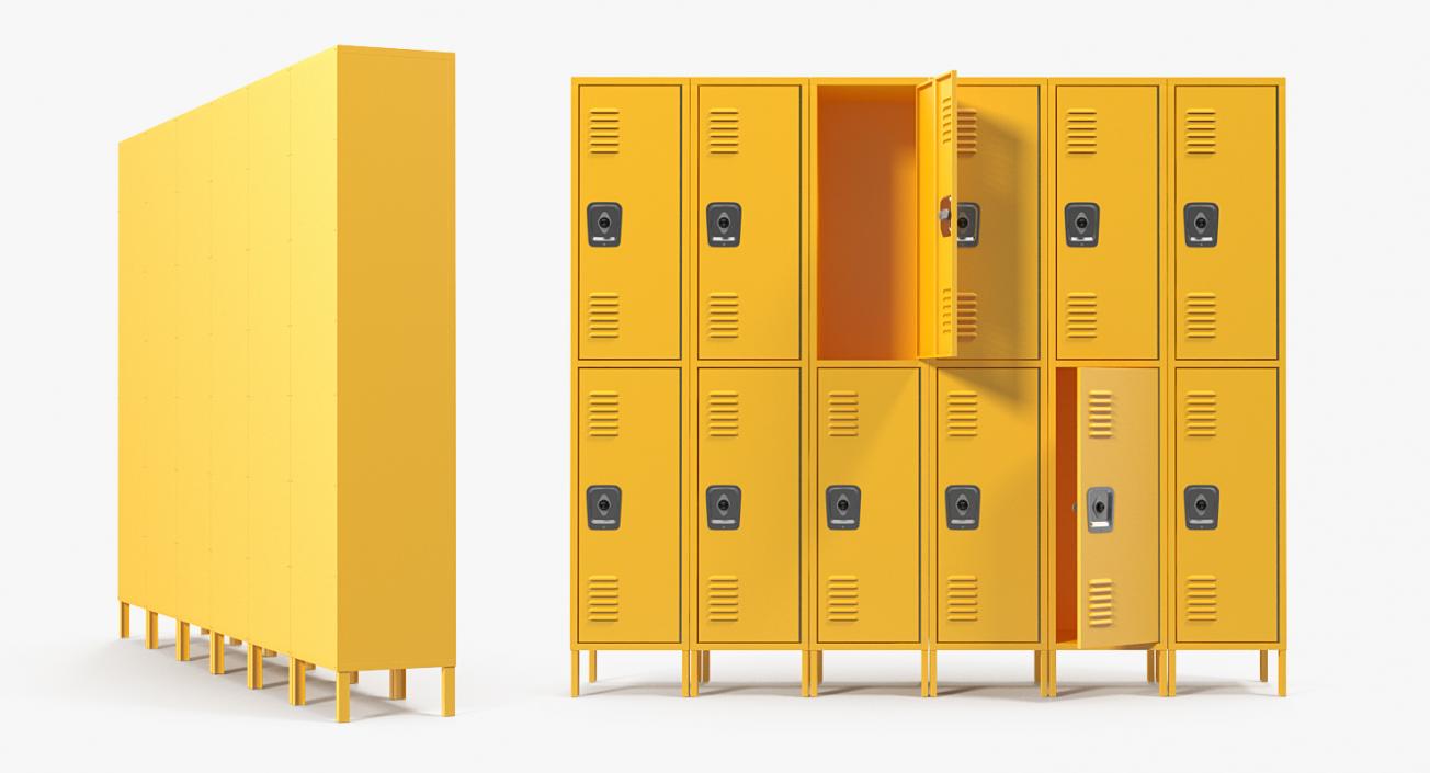 3D Commercial Lockers Two Row